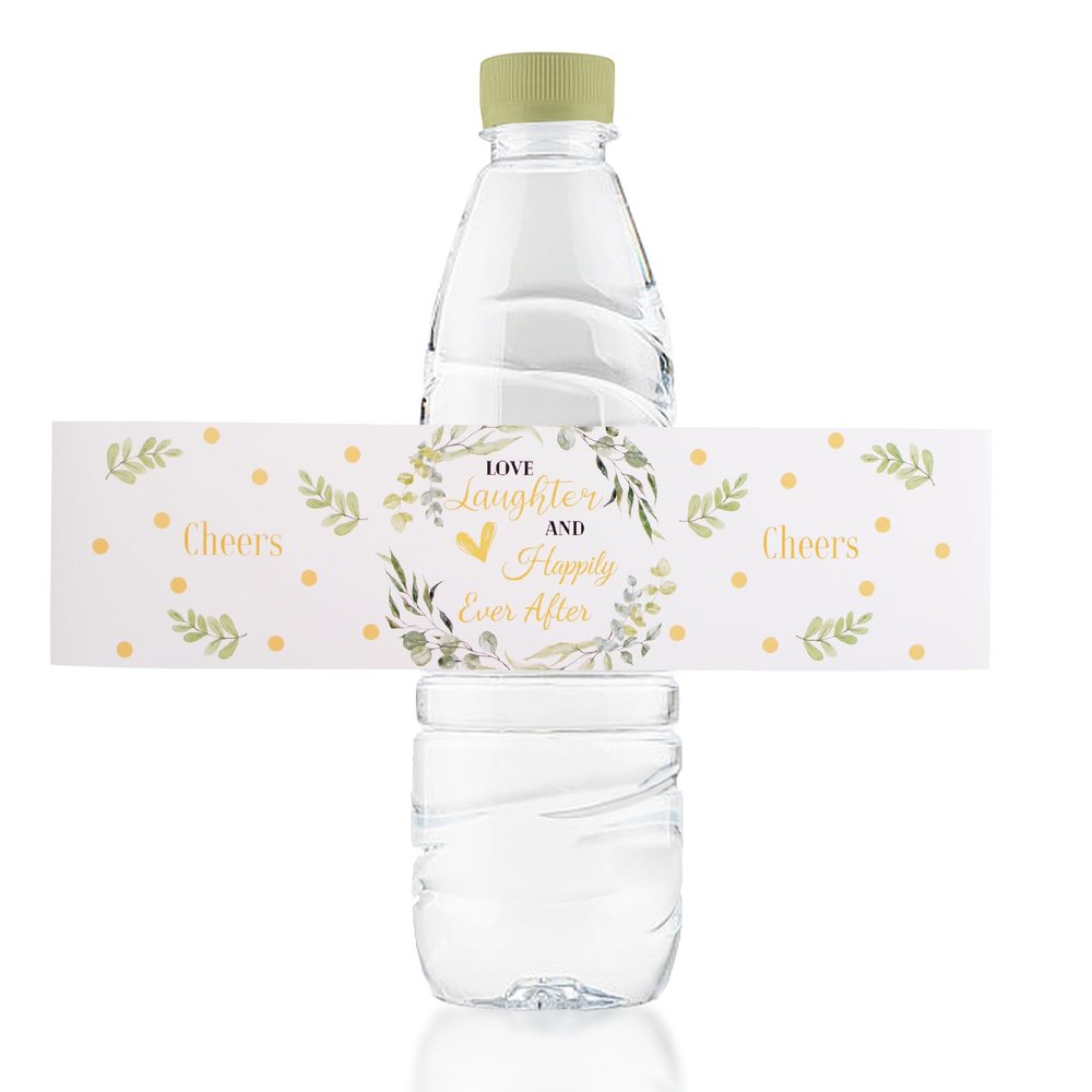 URROMA 50 Water Bottle Labels, Greenery Plants for Weddings, Birthdays & Parties