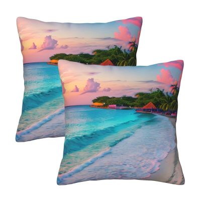 Jamaica Beach Square Pillow Covers for Sofas, Car Seats and More