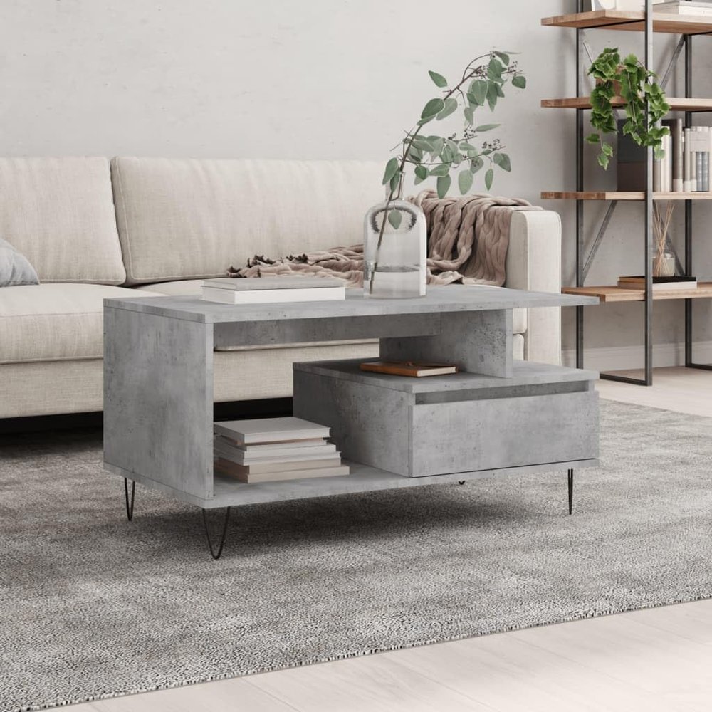 ZEYUAN Concrete Gray Coffee Table 90 x 49 x 45 cm