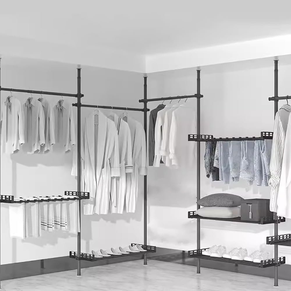 WPPTNSFY Adjustable Tension Clothing Rack, 43.3–114.2 in