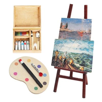 1/12 Miniature Dollhouse Art Set with Easel