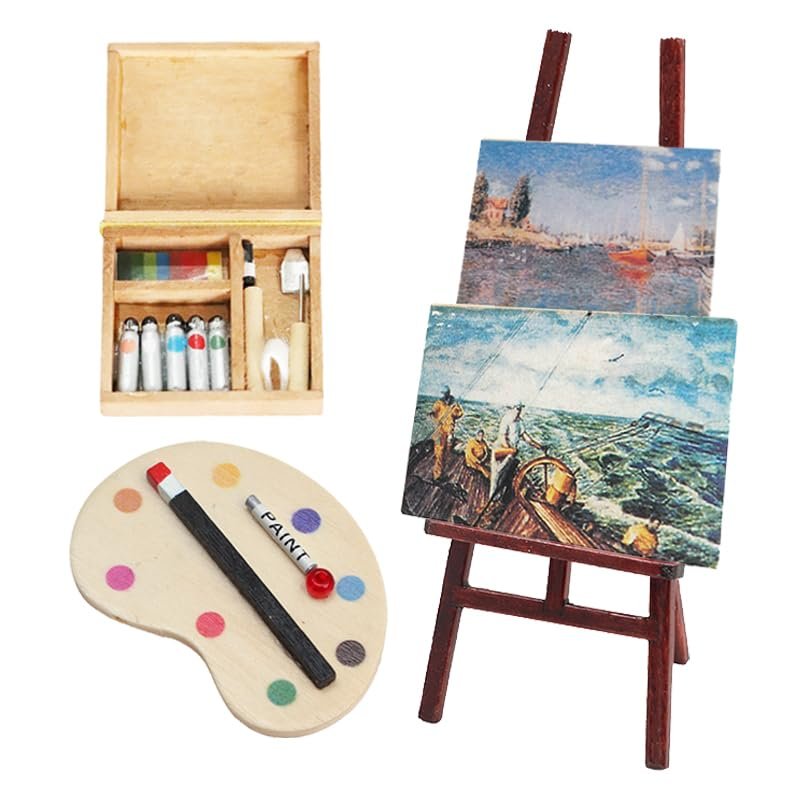 1/12 Miniature Dollhouse Art Set with Easel