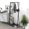 SPOFLYINN Aluminum Hall Tree with Mirror Bench and Shoe Racks, 180 x 81 x 38 cm, Black + Brown, One Size view 1