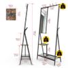 SPOFLYINN Aluminum Hall Tree with Mirror Bench and Shoe Racks, 180 x 81 x 38 cm, Black + Brown, One Size view 3