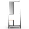 SPOFLYINN Aluminum Hall Tree with Mirror Bench and Shoe Racks, 180 x 81 x 38 cm, Black + Brown, One Size view 4