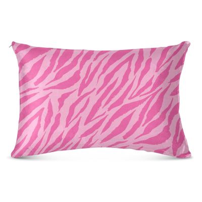 Zebra-Print Pillowcase, Queen Size, Zipper, Soft Plush, 50 x 76 cm, Pink