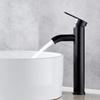 Black Bathroom Sink Faucet, Wide Spout, Hot and Cold, Single-Hole Two-Handle, Without Supply Hoses view 2