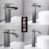 Black Bathroom Sink Faucet, Wide Spout, Hot and Cold, Single-Hole Two-Handle, Without Supply Hoses view 3