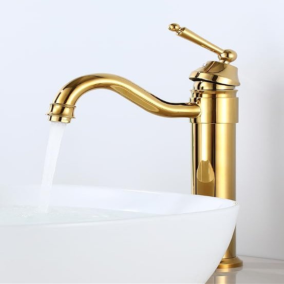 Antique Single-Hole Swivel Basin Faucet with Hot and Cold Water Supply