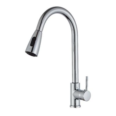 Kitchen Hot and Cold Water Faucet, Pull-Out Telescoping Dual-Spout Faucet with Hose