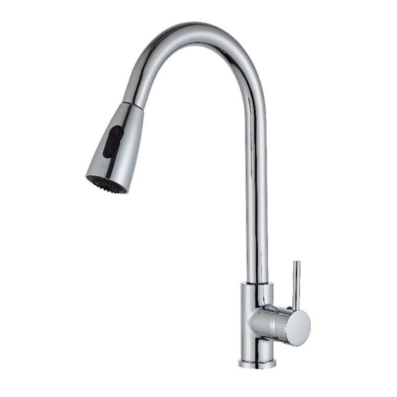 Kitchen Hot and Cold Water Faucet, Pull-Out Telescoping Dual-Spout Faucet with Hose
