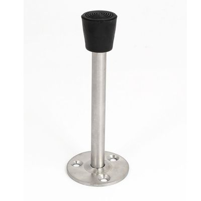 Floor-Mounted Door Stopper, Silver-Colored, 120 mm Long