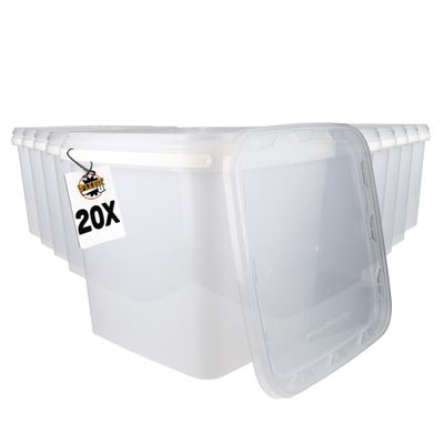 FixedByU 20-Pack 9L Transparent Square Buckets with Lids