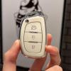 LeaHY Car Remote Key Fob Case for Hyundai Tucson Santa Fe Sonata Elantra Accent Creta ix35 ix25 i20 i30, 3/4 Buttons, B-White view 3