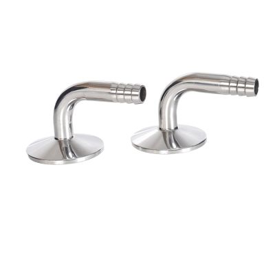 MeGLob Stainless Steel Sanitary Quick-Fill Hose Connector with 90-Degree Bend for Beverages and Wine (Size: 51 mm x Ferrule 64)