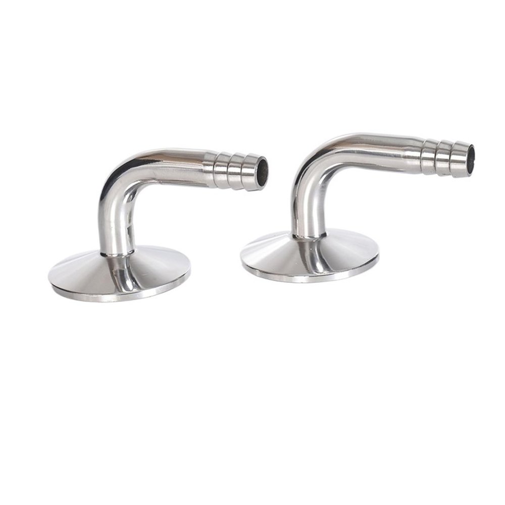 MeGLob Stainless Steel Sanitary Quick-Fill Hose Connector with 90-Degree Bend for Beverages and Wine (Size: 51 mm x Ferrule 64)