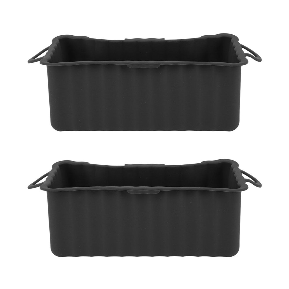 HWGING Grill Grease Drip Trays, 2-Pack, Reusable Rectangular Silicone Grease Catch Cups for Blackstone Griddles, Camping Grills, Black