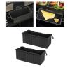 HWGING Grill Grease Drip Trays, 2-Pack, Reusable Rectangular Silicone Grease Catch Cups for Blackstone Griddles, Camping Grills, Black view 3