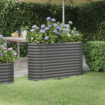 FENLAX Powder-Coated Steel Raised Garden Bed, Gray, 114 x 40 x 68 cm