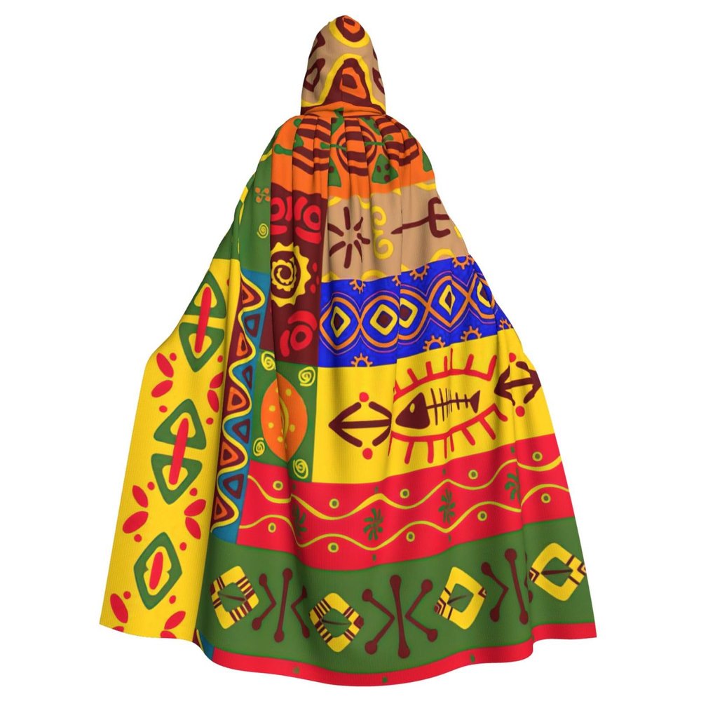 StOlmx Full-Length Hooded Cape with African National Pattern