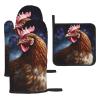 Galaxy Chicken Oven Mitt and Pot Holder Set, Heat-Resistant, Waterproof, Non-Slip, 3-Piece view 1