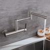 Wall-Mount Pot Filler Kitchen Faucet, Stainless Steel, Folding Double-Joint Swing Arm, Single Handle, Brushed Nickel view 3