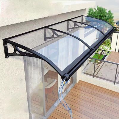 Door Awning for House Entrance, Polycarbonate Canopy with Side Panel, Weather Protection, 60/80/100/120/150 cm (Color: Transparent, Size:)