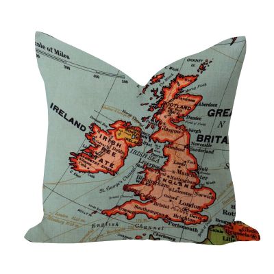 WSDESDEC Decorative Pillow Cover, 66 x 66 cm, Great Britain Map