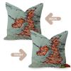 WSDESDEC Decorative Pillow Cover, 66 x 66 cm, Great Britain Map view 4