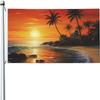 Palm Tree Sun Landscape Lighthouse Sunrise Flag 3x5 FT, Outdoor Garden Flag view 1