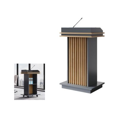 Wooden Lectern with 4 Locking Casters for Schools, Churches, and Events