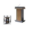 Wooden Lectern with 4 Locking Casters for Schools, Churches, and Events view 1