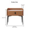 Modern Minimalist Solid Wood Bedroom Nightstand with Slate Top and Drawer, Gray view 2