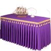 Rectangular Table Skirt for Baby Showers, Parties, Weddings, and Banquets, Solid Purple view 1