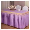 Rectangular Table Skirt for Baby Showers, Parties, Weddings, and Banquets, Solid Purple view 4