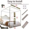 VELSKUD Thick Stainless Steel Canopy Bed Frame, 4-Post Canopy with Mosquito Curtains, Silver, King view 3