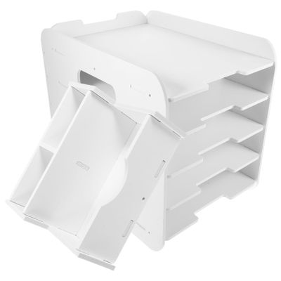 Stackable Desktop File Organizer, 5-Tier, White