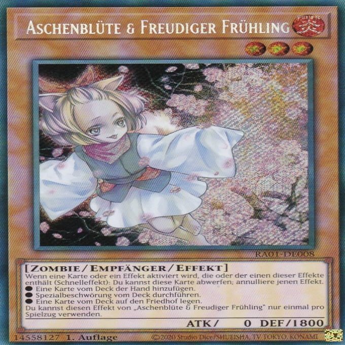 RA01-DE008 - Ash Blossom & Joyous Spring - Secret Rare - 1st Edition - German - 25th Anniversary Rarity Collection - with LMS Trading Field Center Card - Yu-Gi-Oh!