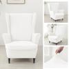 Highdi 2-Piece Velvet Wingback Chair Slipcover with Ottoman Cover, White view 2