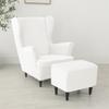 Highdi 2-Piece Velvet Wingback Chair Slipcover with Ottoman Cover, White view 4
