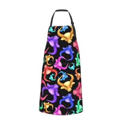 Plumon Watercolor Apron with Colorful Bull Horns, Black, One Size