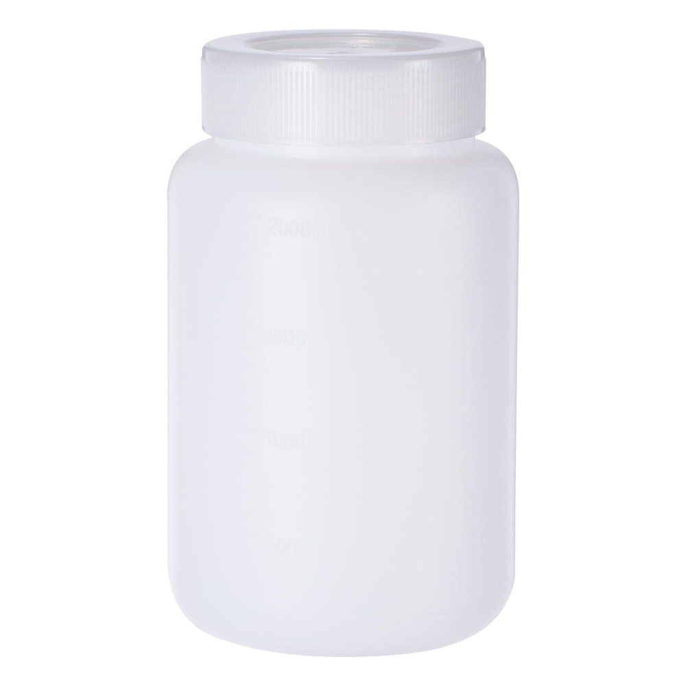 PATIKIL 2000ml Plastic Bottle, PE Wide-Mouth Bottle, Transparent White