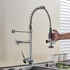 Chrome Kitchen Sink Faucet with Dual Handles and Dual Spouts view 1