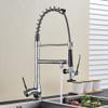 Chrome Kitchen Sink Faucet with Dual Handles and Dual Spouts view 3