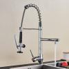 Chrome Kitchen Sink Faucet with Dual Handles and Dual Spouts view 4