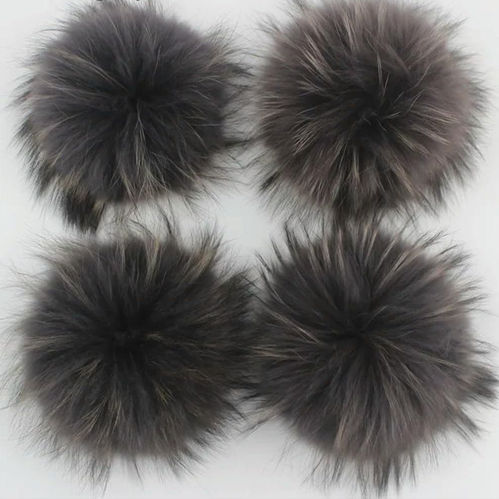 20-Piece DIY 15 cm Real Fur Pom-Poms for Knitted Hats, Keychains, Scarves and Shoes