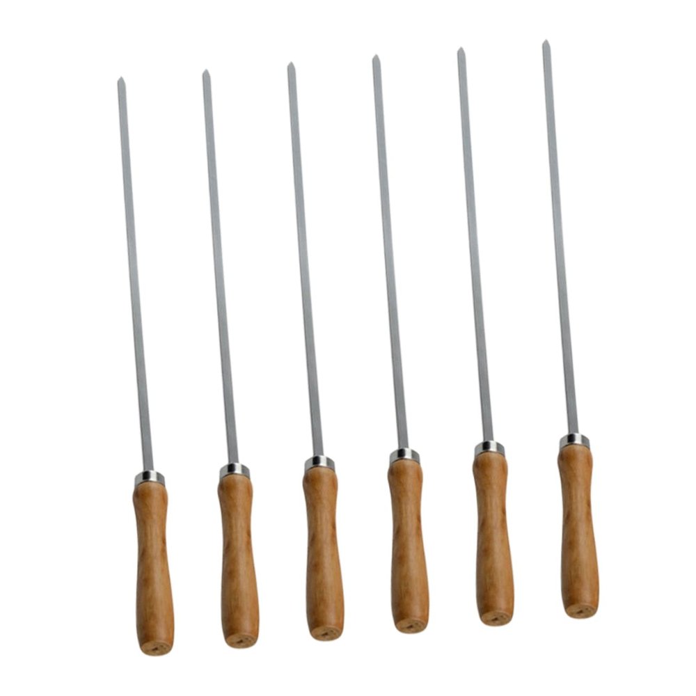 Sosoport Grill Skewers, Sharp Stainless Steel with Wooden Handle, 6-Piece Set