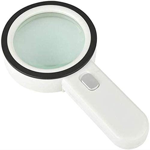 Educational Hobby Magnifying Glass, 30x Handheld Magnifier with 12 Lights, 107 mm Diameter