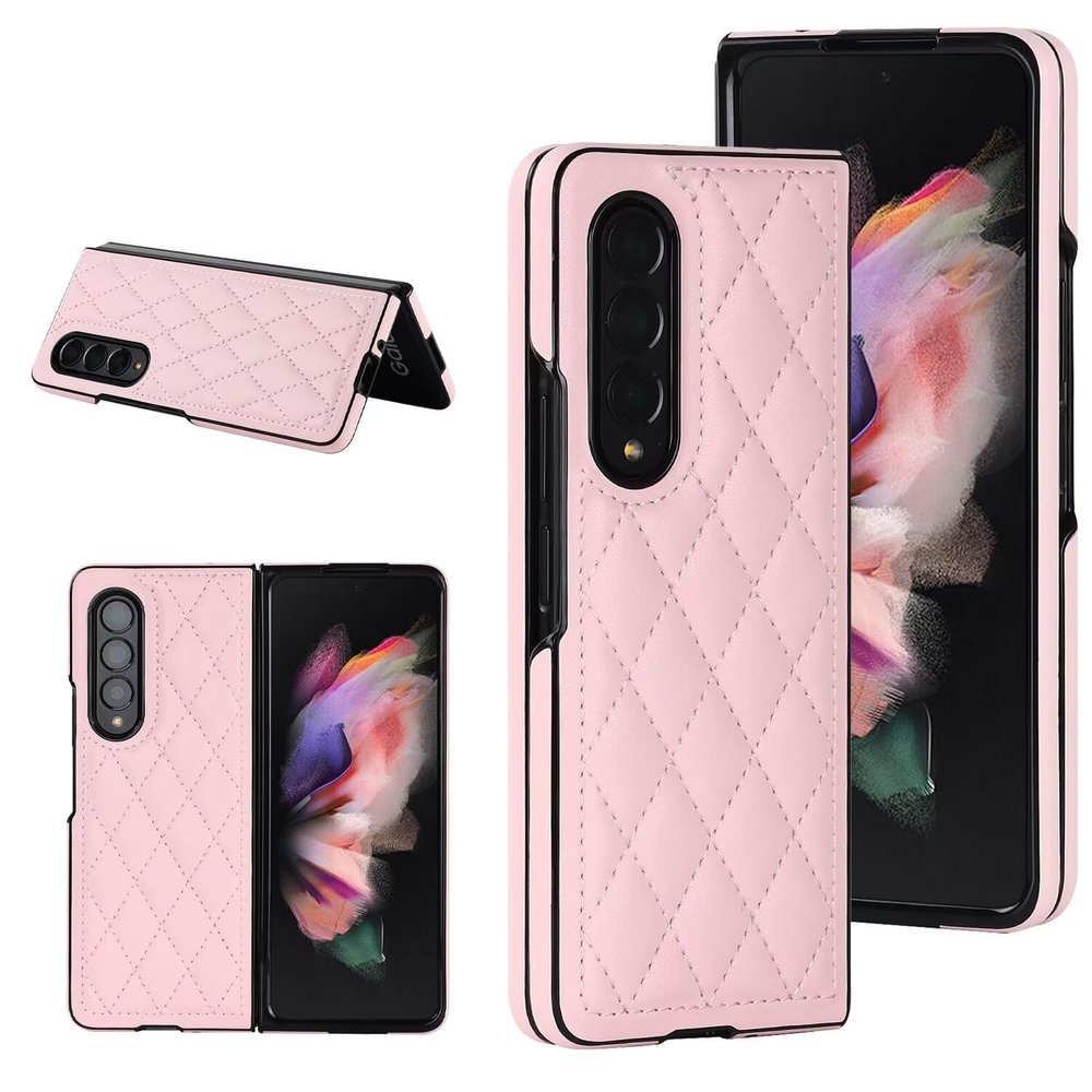 SsHhUu Case Compatible with Samsung Galaxy Z Fold 3 5G (2021), Slim Luxury Non-Slip Protective Case, Pink
