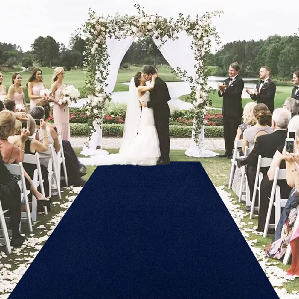 MODFUNS Navy Blue Velvet Aisle Runner, 1.5 x 6.1 m